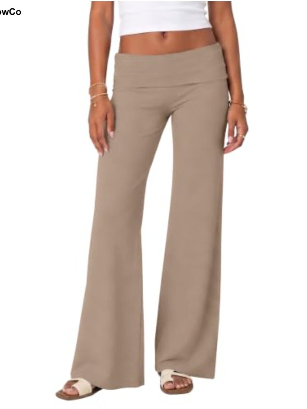 Y2K Low Rise Fold Over Yoga Pants Flare Leg Lounge Sweatpants Cotton Stretch